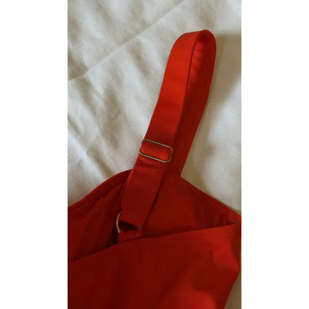Alex Marie Signature Sculpt One Piece Swimsuit XS Poppy Red Belted NWT $112